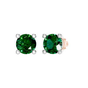 Boucles d'oreilles en or blanc massif 14K/18K pour femmes coupe minimaliste pierre précieuse vert émeraude naturelle à la mode pour les fêtes certifiées IGI - Product Image 5