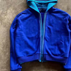 Nouvelle arrivée : sweat à capuche oversize style streetwear d'hiver, en coton vintage uni, triple couche, fermeture éclair, imprimé numérique - Product Image 3