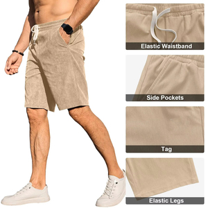 Pantalones Cortos de Pana para Hombre, Color Sólido, con Cintura Ajustable y Bolsillos, Estilo Casual, Cartra Milano, Pantalones Cortos Brillantes de Estilo Urbano - Product Image 5
