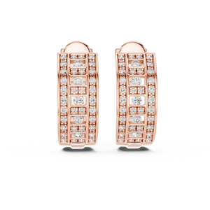 TRENDY WOMEN LAB GROWN CUT DIAMOND HOOP EARRINGS SET 18KT YELLOW <b>GOLD</b> RHODIUM PLATED IGI Certified Side Stones LUXURY - Product Image 5