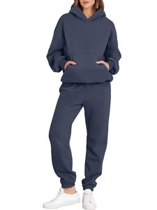 Conjunto de Sudadera Casual de Invierno para Mujer, Diseño de Última Moda, 100% Algodón, Personalizado, Regular, 2 Piezas, Transpirable - Product Image 1