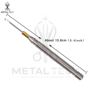 Steel Micro Ring Hair Extension Loop <b>Threader</b> <b>Needle</b> Tool Metal Handle Latch Hook Wire Pulling Kit For Weaving Extensions - Product Image 2