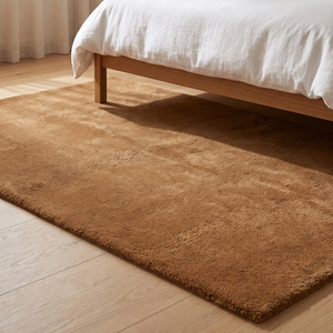 Tapis d'intérieur en laine marron chaud, uni, tufté à la main, antidérapant, doux et moelleux pour chambre à coucher, salon, entrée et décoration intérieure moderne - Product Image 2
