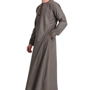 Thobe traditionnel musulman de haute qualité pour hommes arabes, grande taille, respirant, en polyester brodé, longueur cheville - Product Image 1
