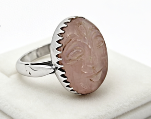 Anillo de cóctel R Art Palace de cuarzo rosa, chapado en plata 925, joyería de moda vintage para mujer, piedra de nacimiento de junio - Product Image 2