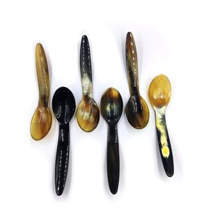 Horn <b>Spoon</b> for Serving Jams Herbal Powders Salt or Organic Cosmetics in Natural horn <b>spoon</b> and wood <b>spoon</b> flatware cutlery - Product Image 2