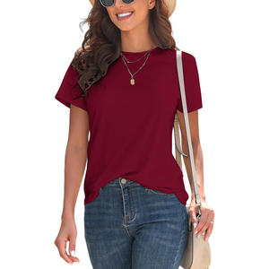 T-shirt décontracté pour femme, style moderne, en coton respirant, coupe confortable, idéal pour l'été et le quotidien, livraison directe d'usine - Product Image 2