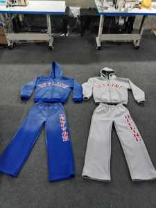 Ensemble de survêtement homme délavé à l'acide avec fermeture éclair, design personnalisé, logo et effet usé, pour le jogging - Product Image 3