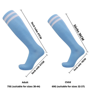 Chaussettes de football mi-hautes rayées respirantes en tricot pour adultes, vêtements de sport, blanc, noir, rouge, jaune, bleu - Product Image 3