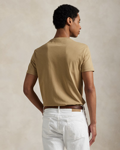 Camiseta de Manga Corta para Hombre, Cuello Redondo, Algodón Beige Liso – Suave, Cómoda, Estilo Casual para el Día a Día - Product Image 3