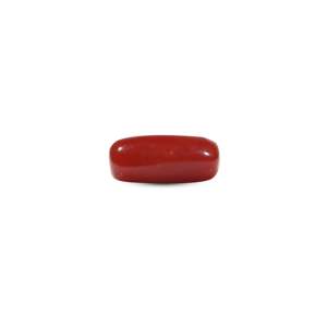 Synthetic Red Coral Oval Cabochon 5.45 Carat Loose Gemstone for Fine Jewelry - Product Image 1