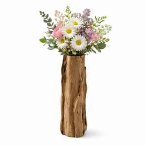 Vase de sol rustique en bois naturel et bambou, fait main, écologique, pour décoration de mariage - Product Image 6