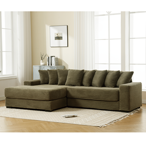 Nuovo Arrivo Divano Angolare a L Oversize in Corduroy con Chaise Longue Sinistra e Braccioli Eight Thrive per Soggiorno - Product Image 1