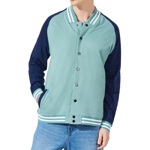 Nouvelle veste bomber universitaire en laine bleu roi et cuir noir, col montant, style universitaire, design streetwear, logo frontal - pour l'hiver - Product Image 1