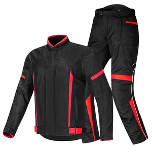 Men Motorcycle Racing <b>Suit</b> Printed Plus Size Black <b>Red</b> PU Windproof Full Sleeve All Seasons Protective Gear Kit - Product Image 1
