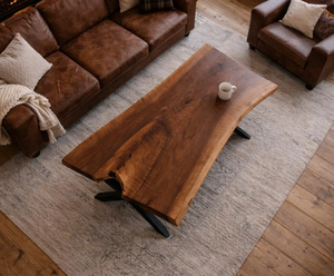 Classic Rectangle Metal & Mango Wood Modern Industrial Coffee Table with Drawer Storage for Living Room Decor - Product Image 3