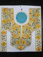 Applique florale ethnique traditionnelle brodée pour col de kurti, fournisseur en gros de vêtements nationaux