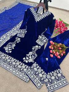BLOSSOM FABRIC - Conjunto de Fiesta Indio-Pakistaní de Alta Calidad para Mujer, Top de Terciopelo con Dupatta, Parte Inferior Completamente Cosida, Listo para Usar - Product Image 5