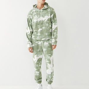 Conjuntos deportivos de dos piezas con efecto tie-dye para hombre, conjuntos de chándal con efecto tie-dye para hombre, conjunto de lana para invierno, ropa de calle tejida. - Product Image 1