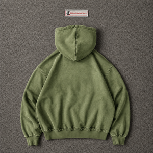 เสื้อแจ็คเก็ตฮู้ดโอเวอร์ไซส์สีเขียวฟอก ปักตัวอักษร ซิปเต็มตัว สไตล์เรโทร สีเขียวมะกอก แนวกรันจ์ ดีไซน์ทำเก่า สไตล์สตรีท ยูบอร์น - Product Image 6