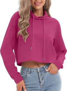 Sweat-shirt à capuche court pour femme, couleur unie, léger, à manches longues, décontracté - Product Image 6