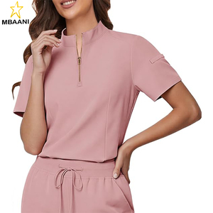 <b>Scrubs</b> for Women - Zip Front Top & Flare Pant Stretch Nursing Women’s <b>Scrubs</b> <b>Set</b> Medical Uniform - Product Image 4