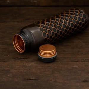 Handcrafted Indian 3-Piece Pure Copper Water <b>Bottle</b> Gift Set Smooth <b>Brushed</b> Surface Ayurvedic Tumbler Combo - Product Image 6