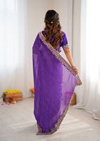 Sari royal en georgette brodé Bandhani, sari de soirée brodé, tissu en soie mono épaisse avec un style élégant.