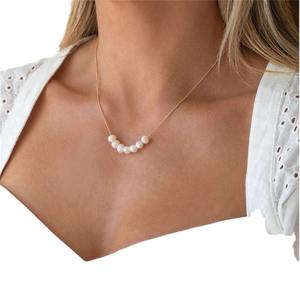 Collar de Perlas de Agua Dulce Natural Simple y Elegante, Chapado en Oro Genuino, Clásico en Forma de Y para Mujer - Product Image 5