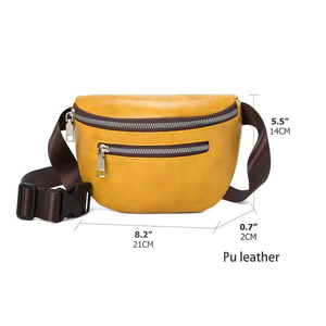 Sac banane unisexe en cuir PU, forme baril, fermeture éclair, jaune, 8,2x5,5 pouces, pour usage quotidien - Product Image 1
