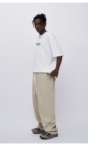 Men's Cotton Sweatpants Elastic Waist <b>Drawstring</b> Casual Loose Fit Breathable Autumn <b>Trousers</b> - Product Image 4