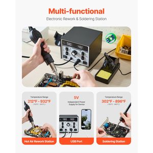Stazione di Rilavorazione Digitale LED 2-in-1 con Saldatore da 820W e Ricarica USB 5V - Product Image 2