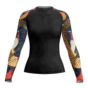 Rashguard Unisexe Personnalisé OEM Imprimé Sérigraphié UPF 50 Vêtement de Sport Protection UV Compression Anti-éruption Polyester 140g Extensible - Product Image 1