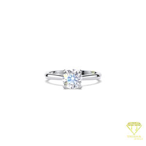 Anillo de Compromiso Solitario con Diamante Moissanite de Corte Redondo, Oro Amarillo, Anillo Clásico de Promesa de Boda y Aniversario para Mujer - Product Image 4