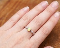 Bague de fiançailles en argent sterling 925 avec opale éthiopienne, sertie de griffes rondes, 2,5 g, bijoux fins de luxe pour femmes