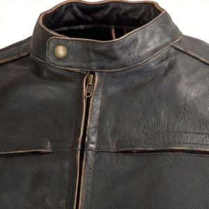 NAI-0798A Chaqueta de cuero estilo universitario para motociclista, modelo Summer Twin, talla XL, con cremallera, cuello con capucha, acolchada, efecto curtido, color personalizado - Product Image 4