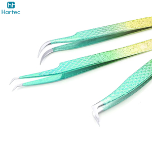 Premium 6 Pcs Gradient Green Textured Eyelash Tweezers Set Anti-Slip Stainless Steel Volume Lash Extension Tweezers Lash Tools - Product Image 2