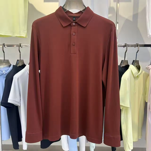 Polo de golf à manches longues en coton et élasthanne ultra-doux, style décontracté pour homme, avec logo brodé, confort satiné, automne/hiver - Product Image 5