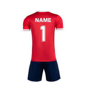 Uniforme de fútbol hecho con material 100% poliéster, transpirable, de secado rápido, conjunto de camiseta y pantalones cortos para jóvenes, para uso en equipo. - Product Image 3