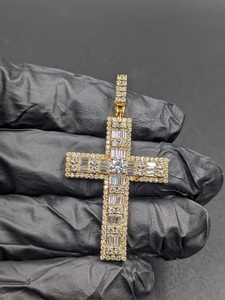 Colgante de Cruz Hip Hop de Fe Religiosa, Plata 925, Chapado en Rodio/Oro de Lujo, con Moissanita VVS, Personalizado, Otros Regalos - Product Image 2