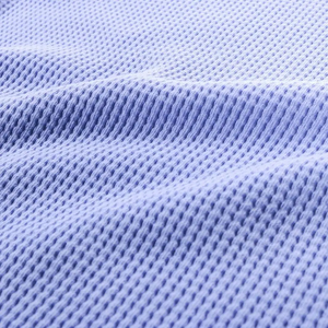 Sweat-shirt à col rond à manches longues en tricot gaufré bleu clair pour femme avec logo personnalisé, 100% coton, respirant, décontracté, pour l'automne - Product Image 6