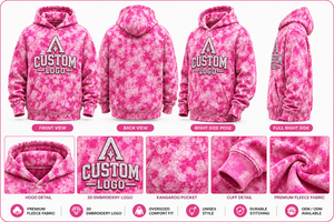 Custom <b>Pink</b> Camouflage <b>Hoodie</b> 3D Embroidered Logo Premium Fleece <b>Hoodie</b> - Product Image 5