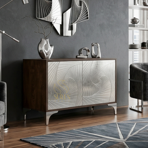 Cómoda de Diseño con Cajones de Madera Maciza con Acabado Natural Estilo Indio, Último Modelo Hecho a Mano para Sala de Estar - Product Image 1