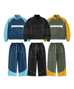 2026 Color Blocking Tracksuit Set Full Length Zipper Jacket With Drawstring Trouser Quick Dry Sporty Style Adult Autumn Wear - Product Image 1