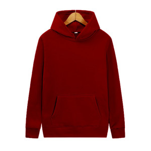 <b>Men's</b> Hooded <b>Sweatshirt</b> 100% Cotton French Terry Solid Color Casual Autumn Regular Fit Pocket Design Long Sleeve <b>Men</b> Plain <b>Red</b>, - Product Image 1