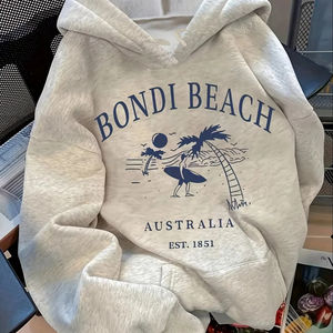 Sudadera con Capucha para Mujer, Diseño de Surf Australiano Bondi Beach EST 1851, Corte Holgado, Informal - Product Image 1