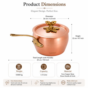 Cacerola de Cobre Puro Hecha a Mano con Asa y Tapa de Latón, Olla de Cobre para Leche, Olla de Cobre de Lujo para Cocinar, OEM ODM Venta al por Mayor Exportación - Product Image 6