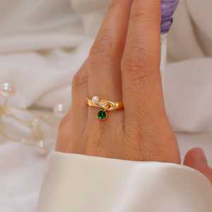 Pearl Sapphire Wave <b>Ring</b> 925 Sterling Silver 14K Gold Plated Adjustable <b>Dainty</b> <b>Ring</b> Gift For Her Jewelry - Product Image 4