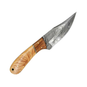 Cuchillo de Caza de Acero de Damasco con Hoja de Punta Clip, Mango de Madera, Hoja Fija de Borde Recto, Herramienta de Supervivencia para Camping - Product Image 5