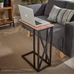 Table d'appoint pratique en fer avec plateau en bois, idéale pour les activités quotidiennes, dotée d'une fabrication durable et d'un design intemporel - Product Image 5